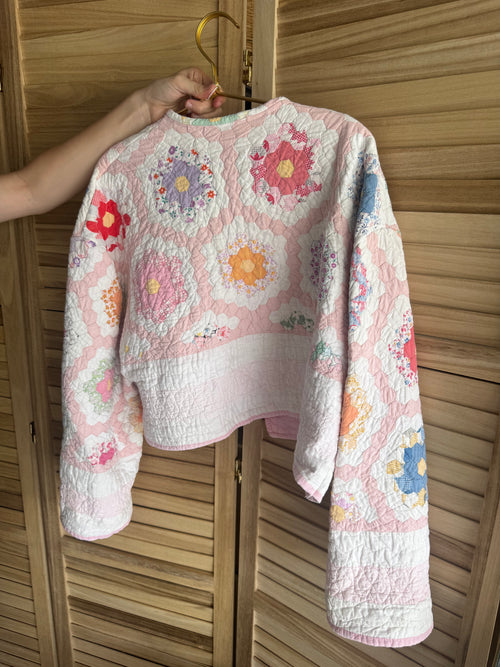 The Birdie Jacket | Pink Grandmothers Flower Garden