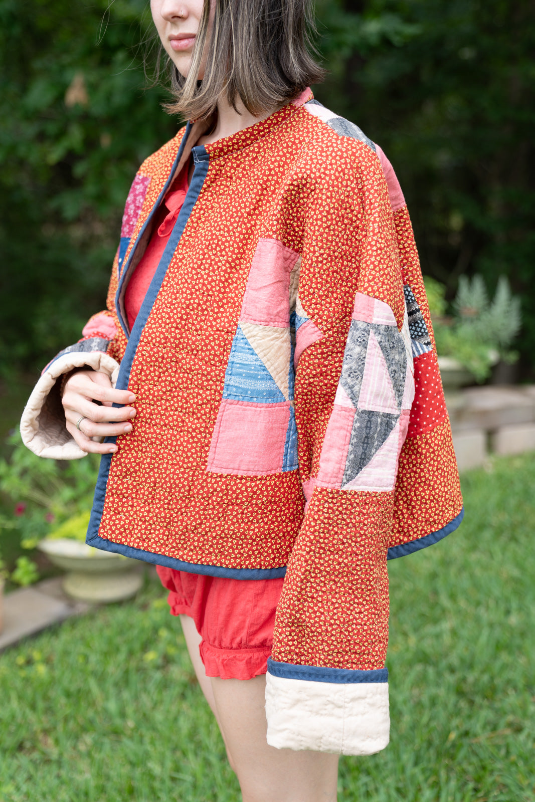 The Birdie Jacket | Red Pansie Pinwheel