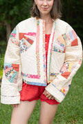 The Birdie Jacket | Ivory & Red Fan Quilt