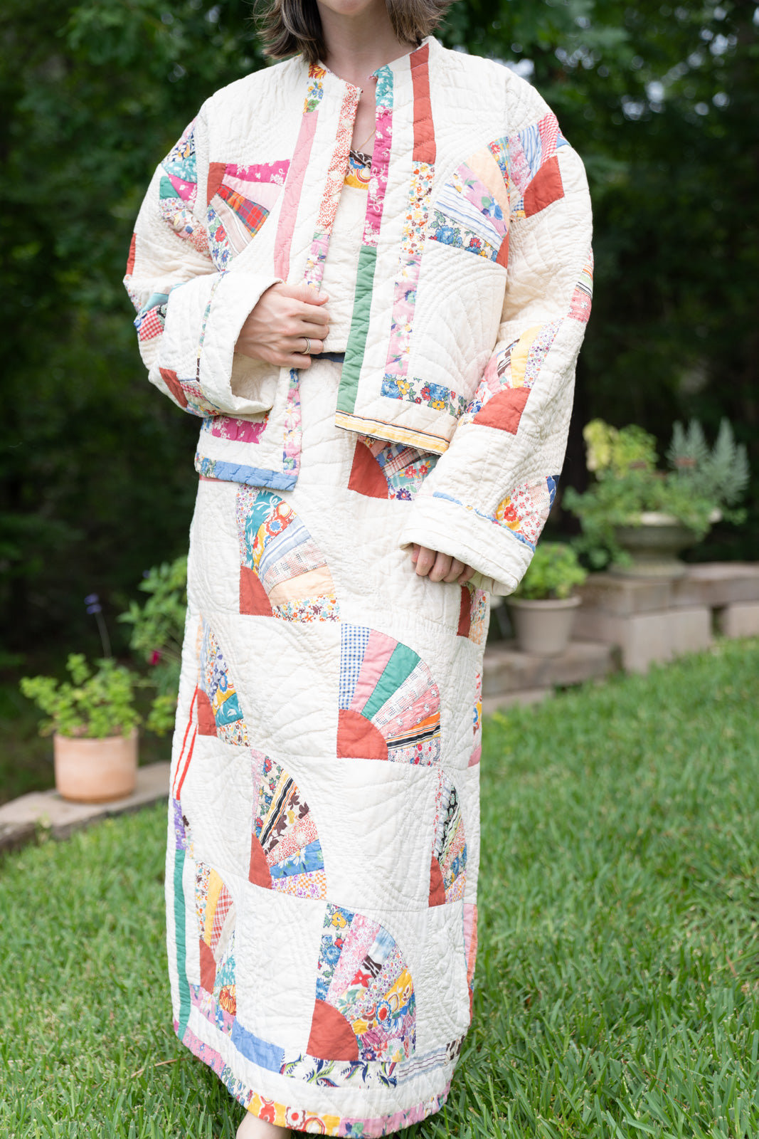 The Nest Maxi Skirt | Ivory & Red Fan