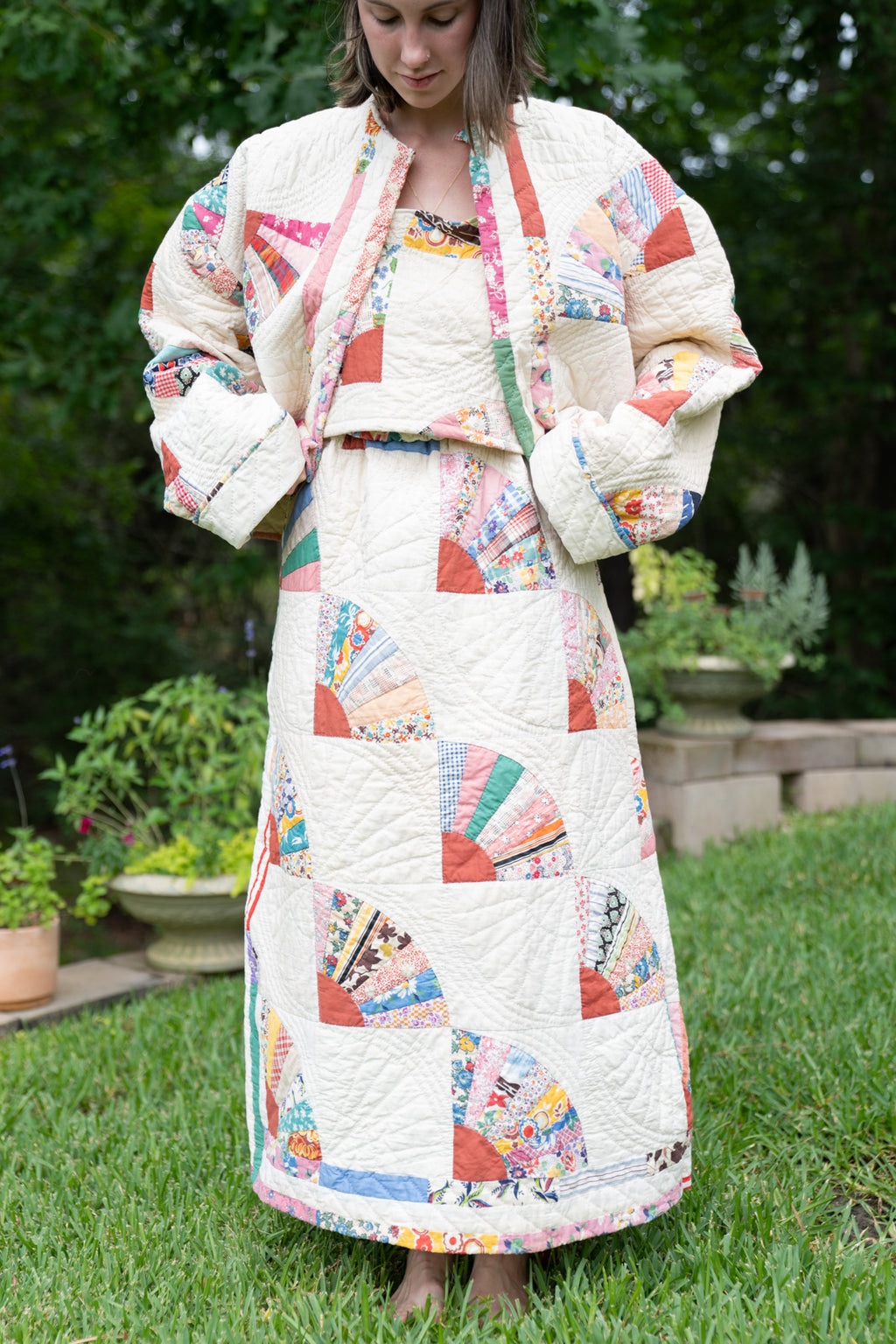 The Nest Maxi Skirt | Ivory & Red Fan