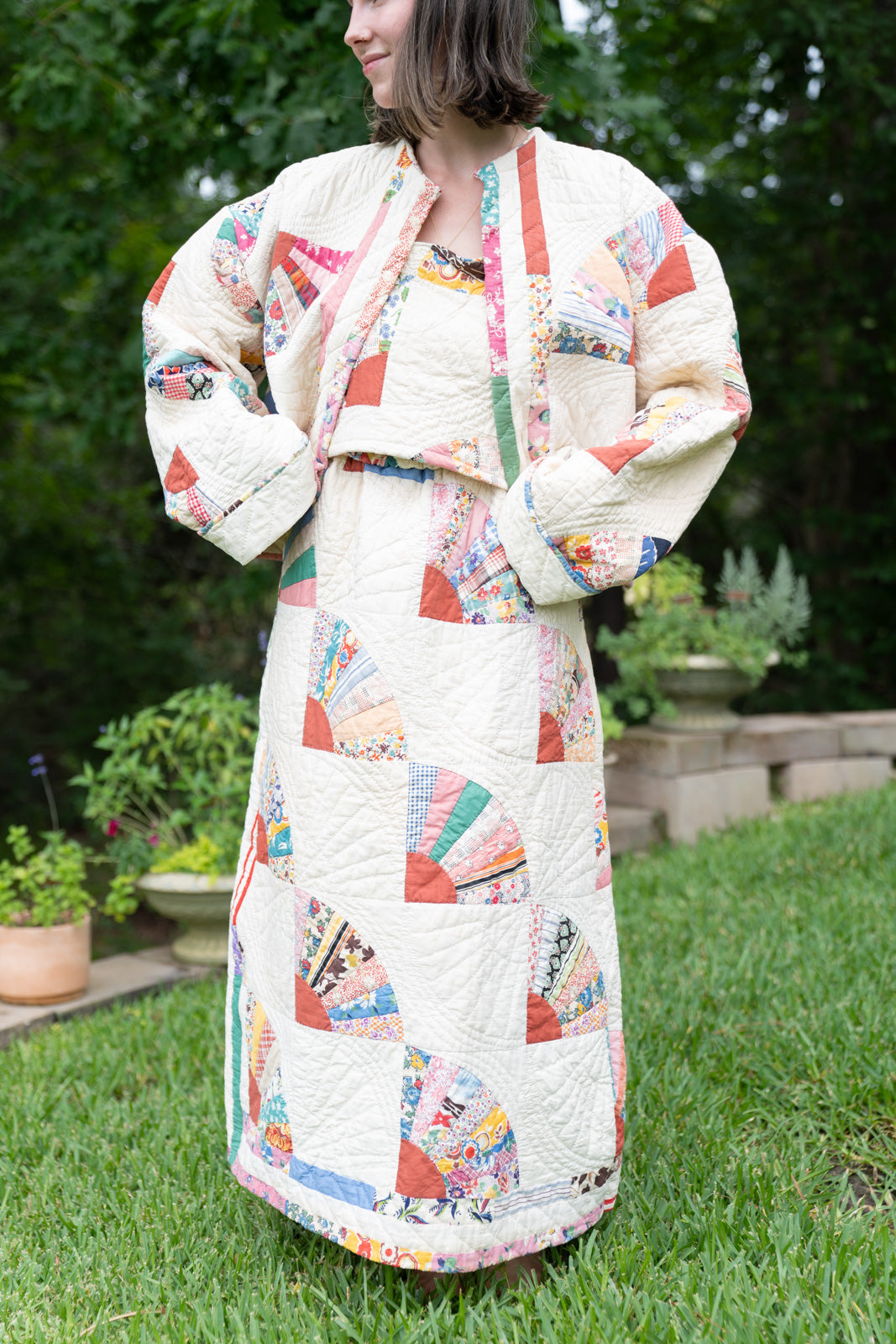 The Nest Maxi Skirt | Ivory & Red Fan