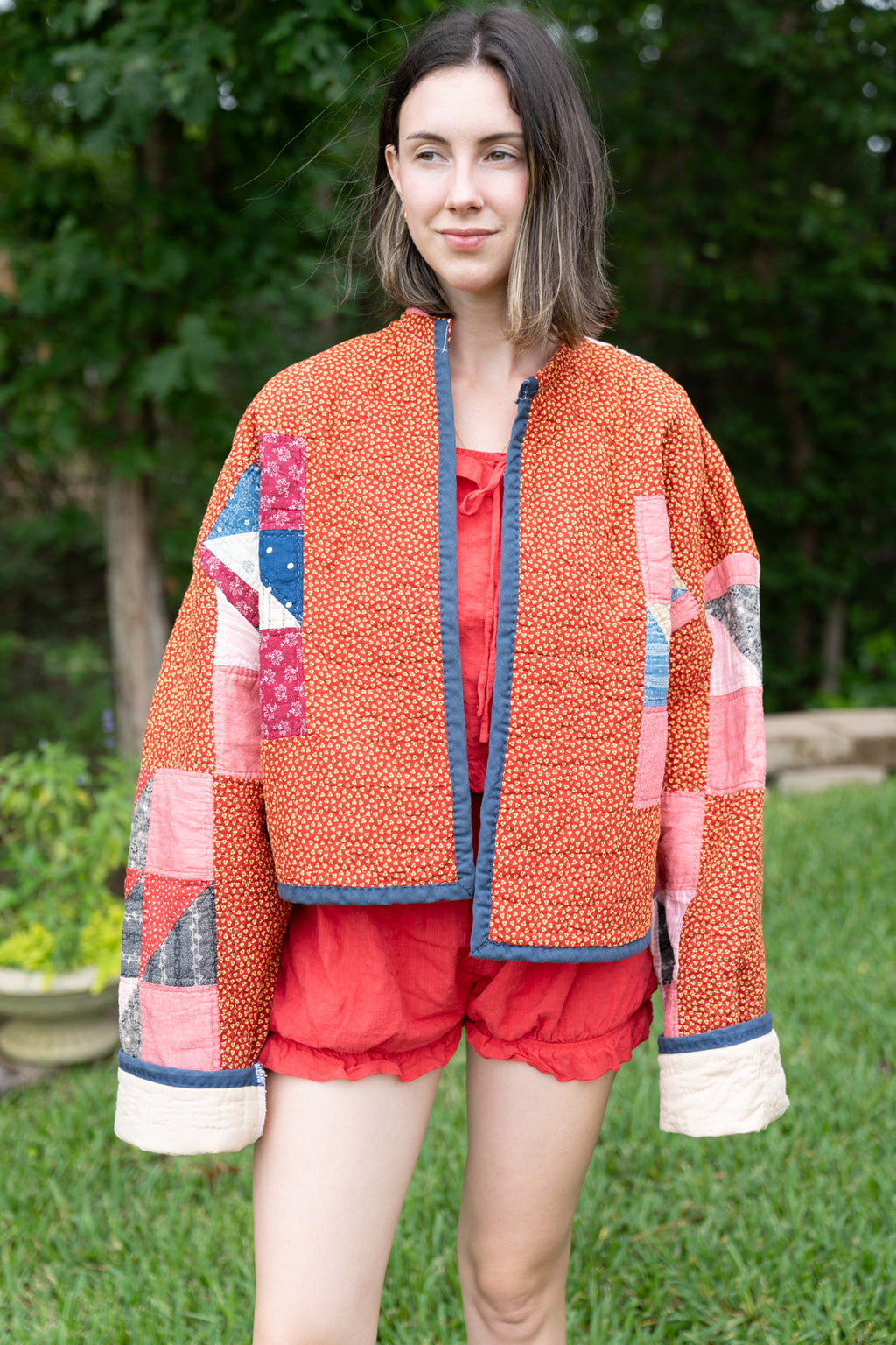 The Birdie Jacket | Red Pansie Pinwheel