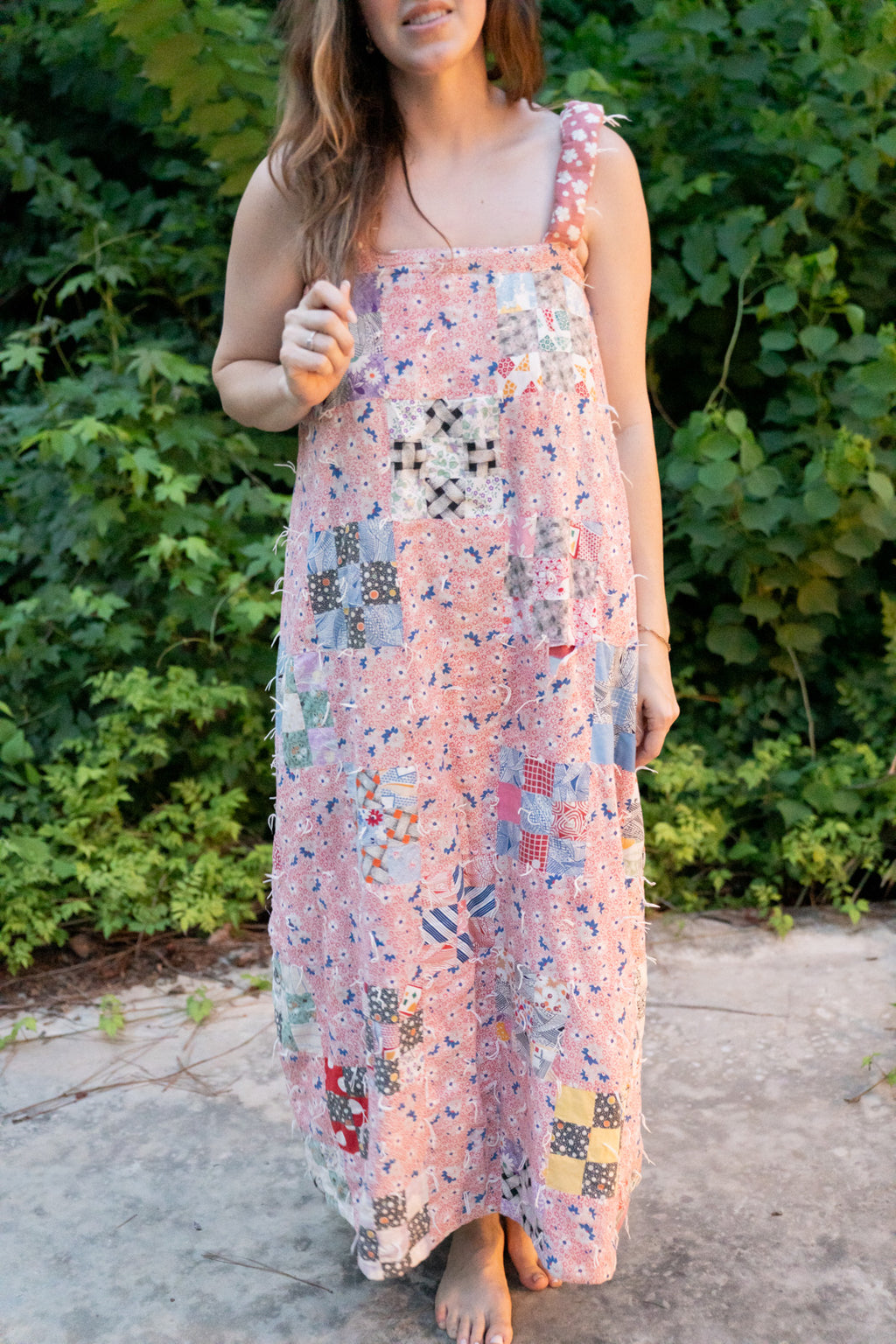 The Hearth Dress | Red Floral Nine Patch