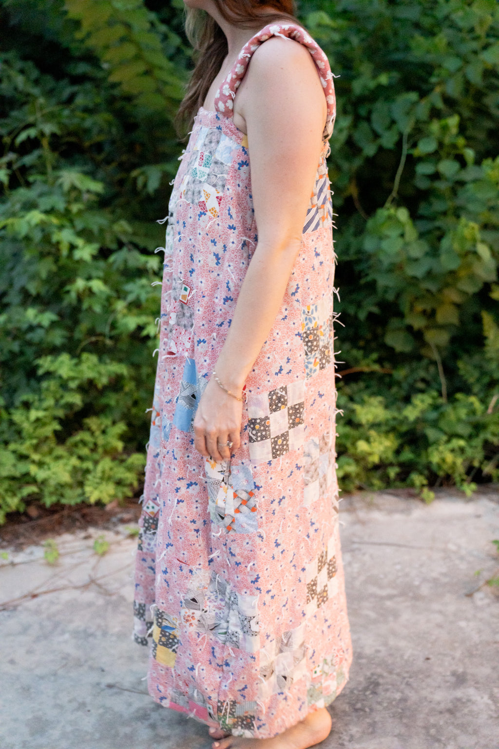 The Hearth Dress | Red Floral Nine Patch