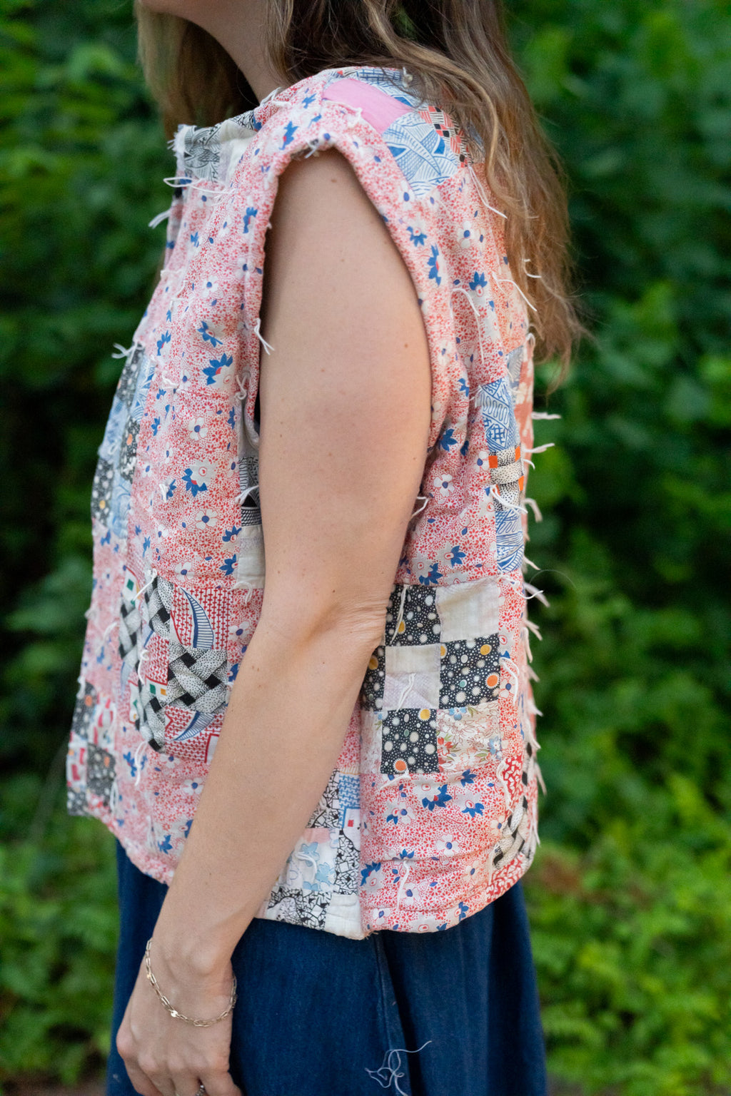 The Remnant Vest | Red Floral Nine Patch