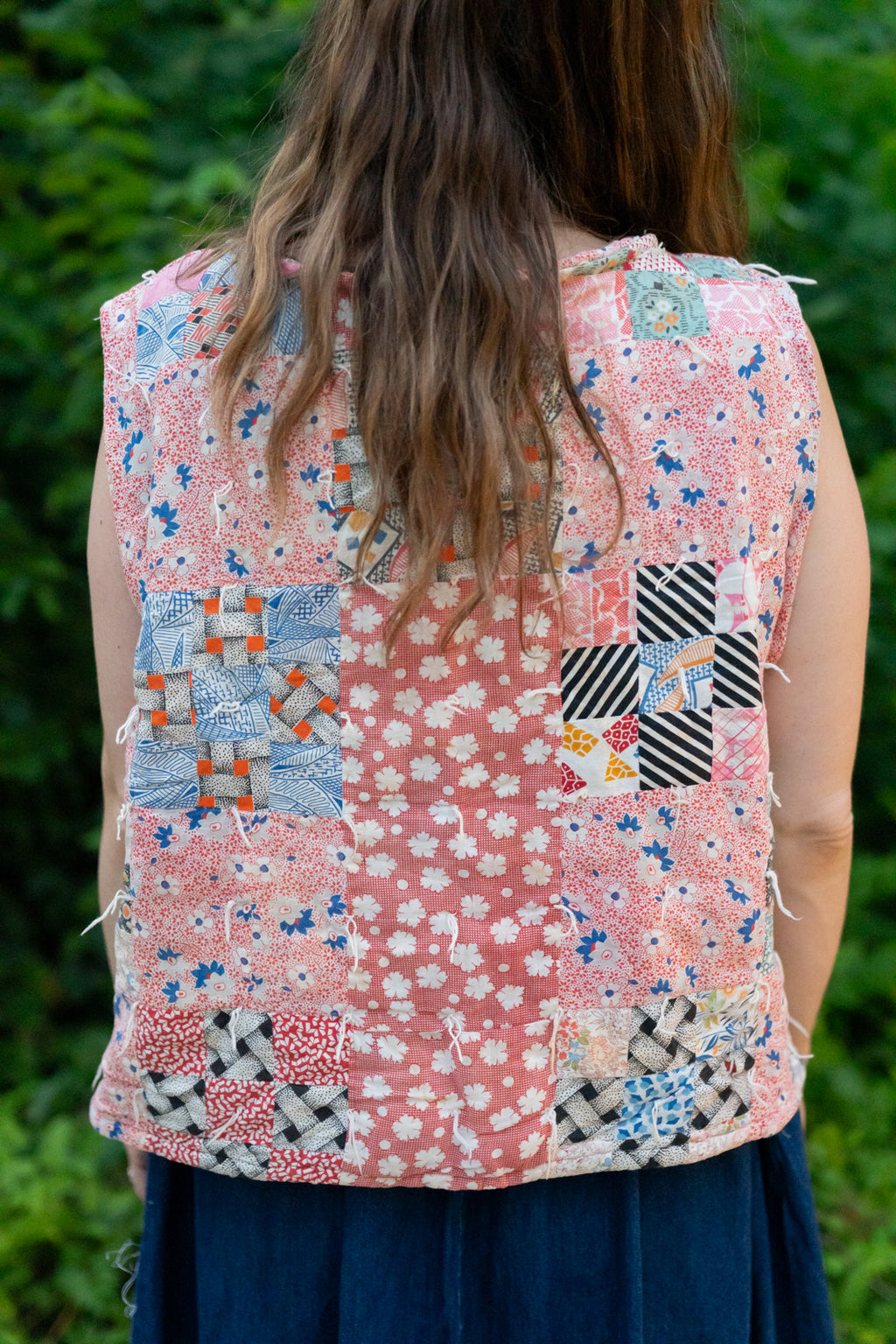 The Remnant Vest | Red Floral Nine Patch