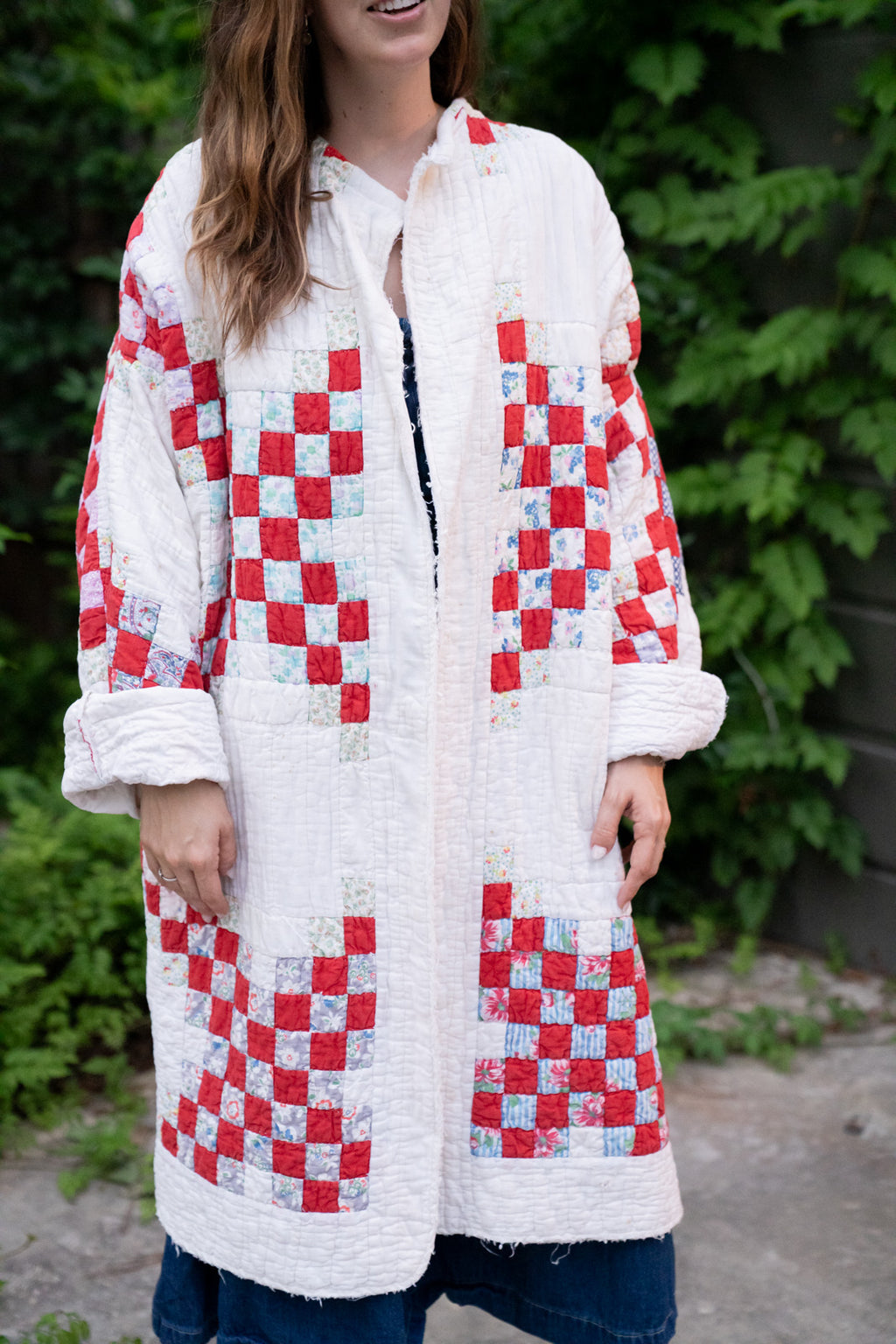 The Fireside Duster | Red & White Irish Chain