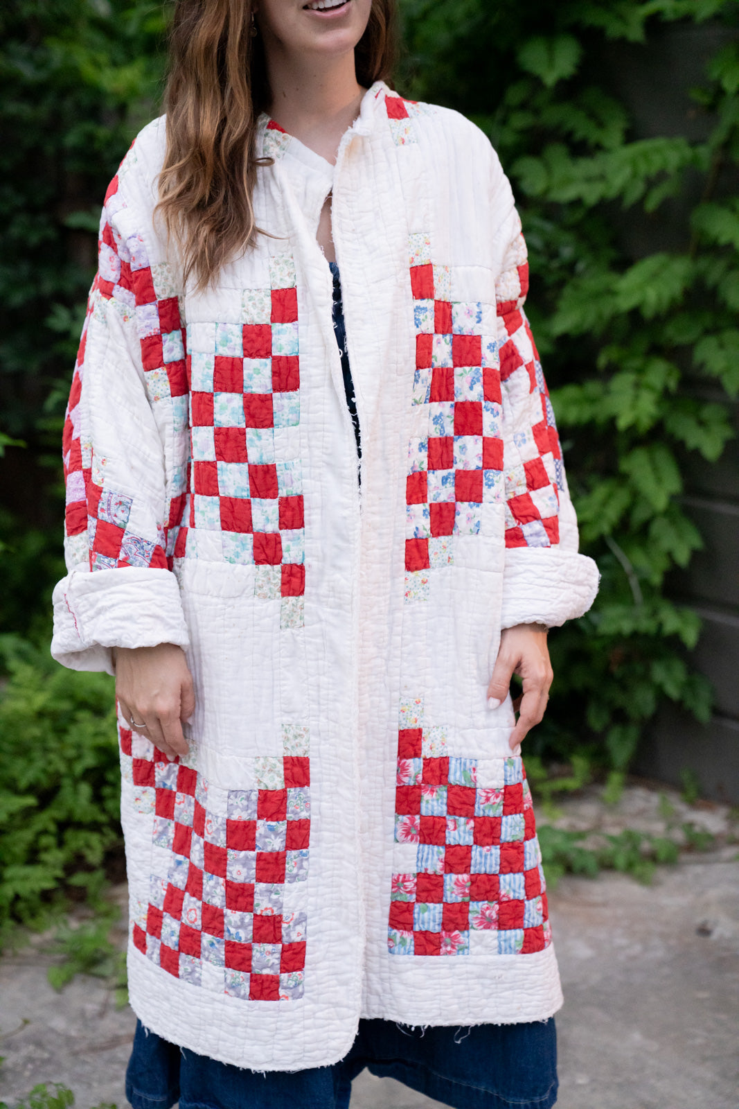 The Fireside Duster | Red & White Irish Chain