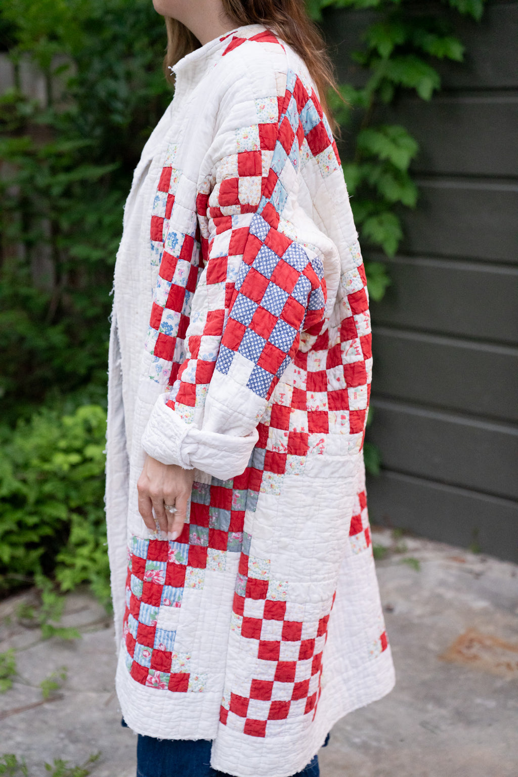The Fireside Duster | Red & White Irish Chain